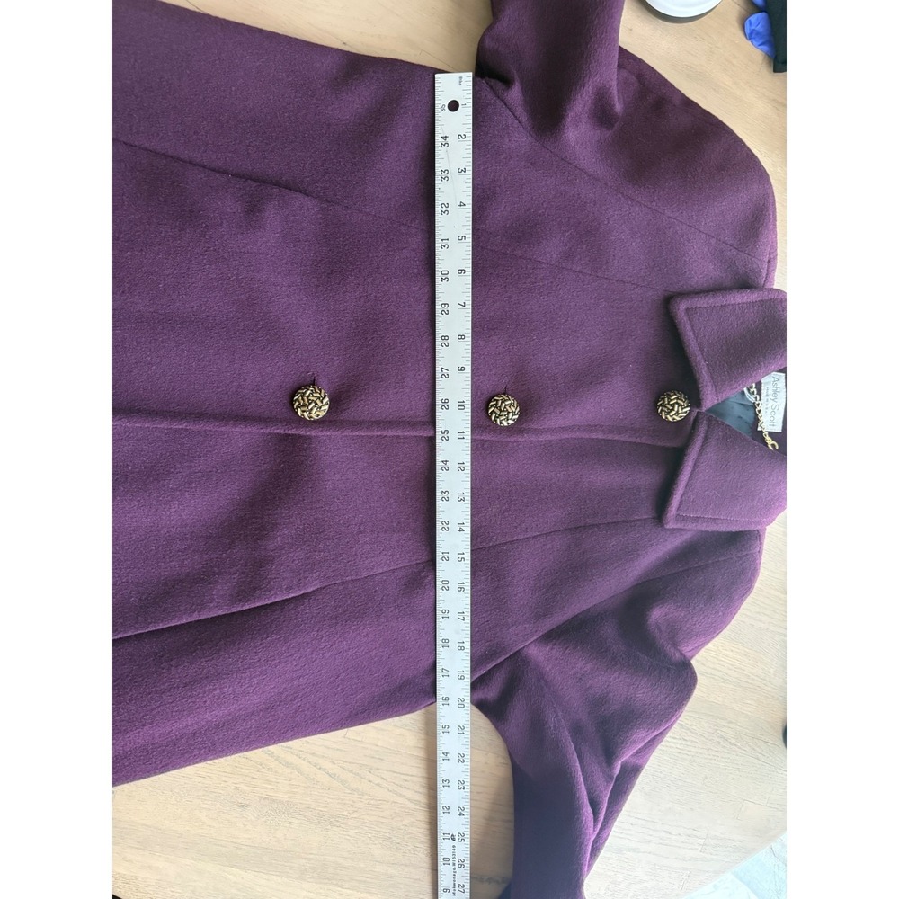 Ashley Scott Vintage Purple‎ Wool Blend Coat Made in USA Textured Buttons 25x36 - Picture 7 of 8